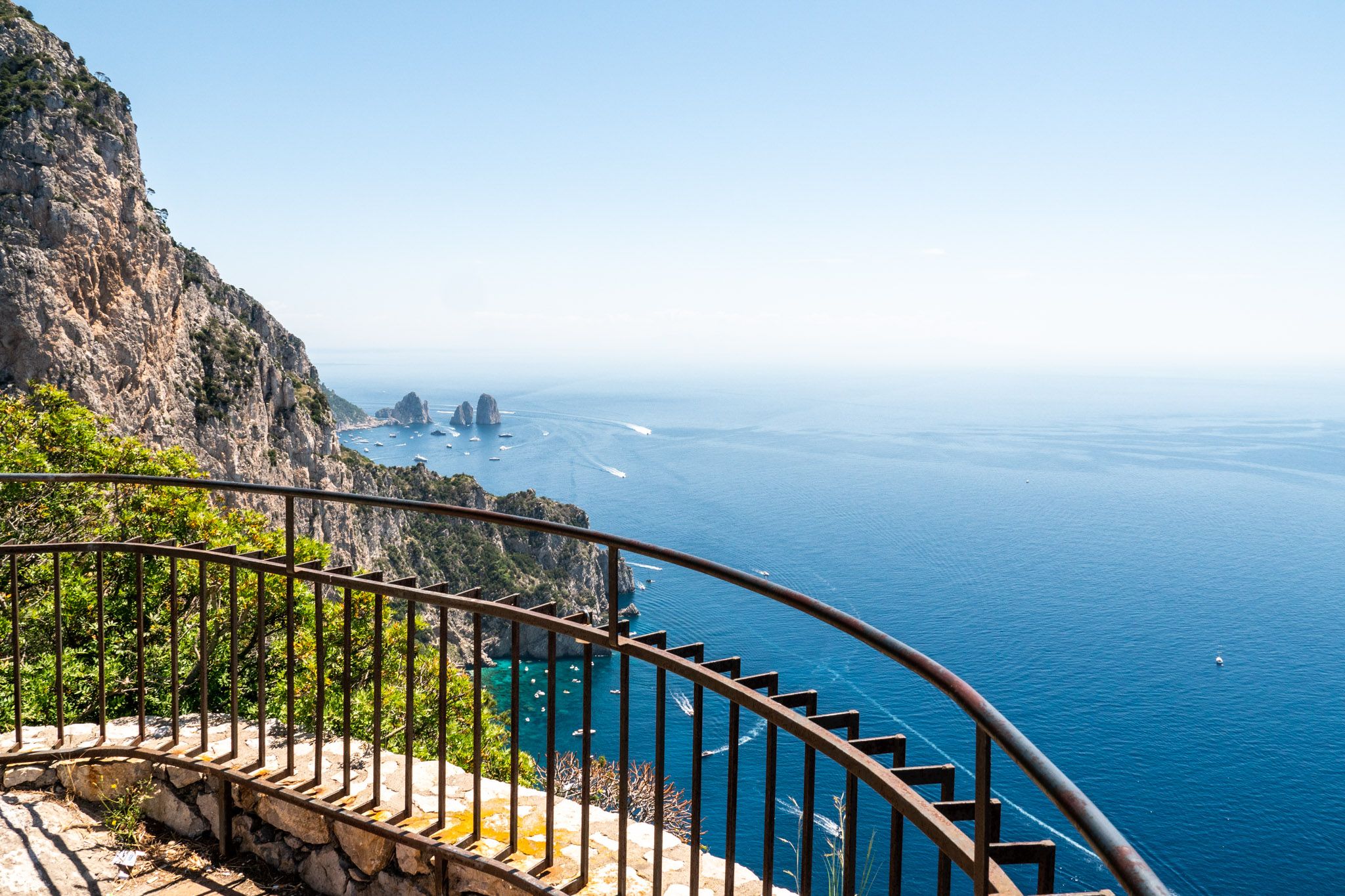 View of the sea and the Faraglioni rocks from the island of Capri